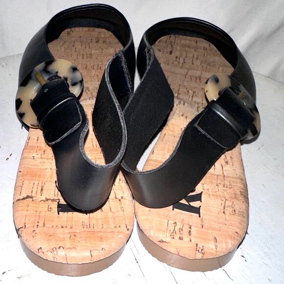 Korks Blush Slingback Flats Womens Size 9.5 Black With Tortoise Shell Buckle - Picture 6 of 11
